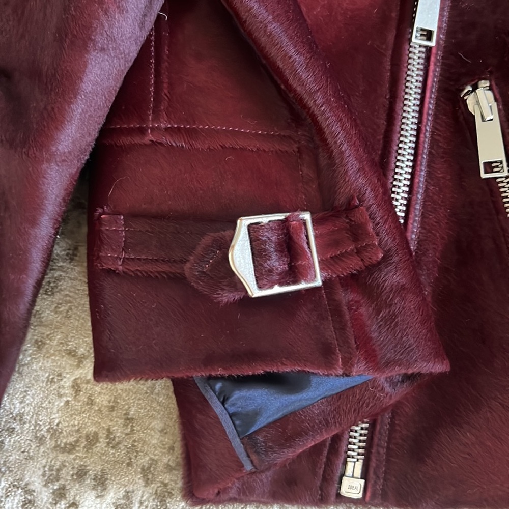 J. Crew Collection pony hair burgundy wine Moto jacket - 2 - Picture 5 of 12